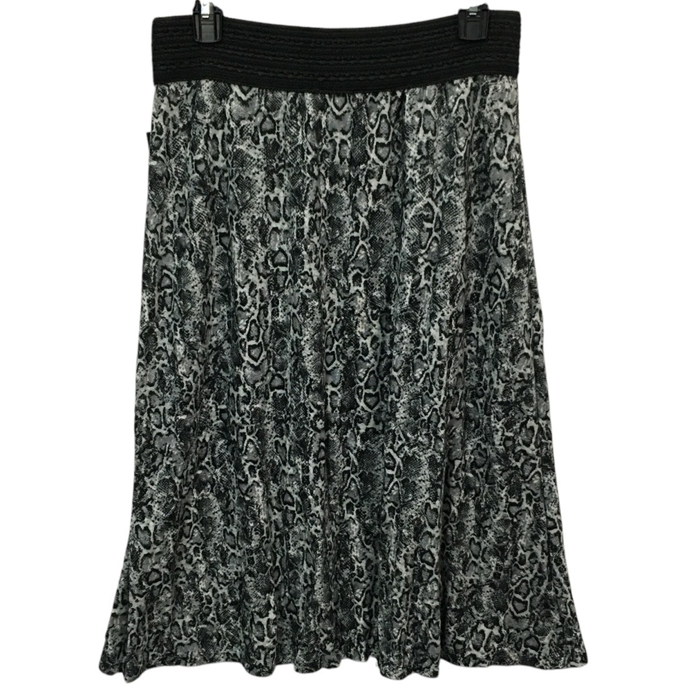 Robert Louis Snakeskin Print A-Line MIDI Gray Black Skirt - Women’s Large NWT